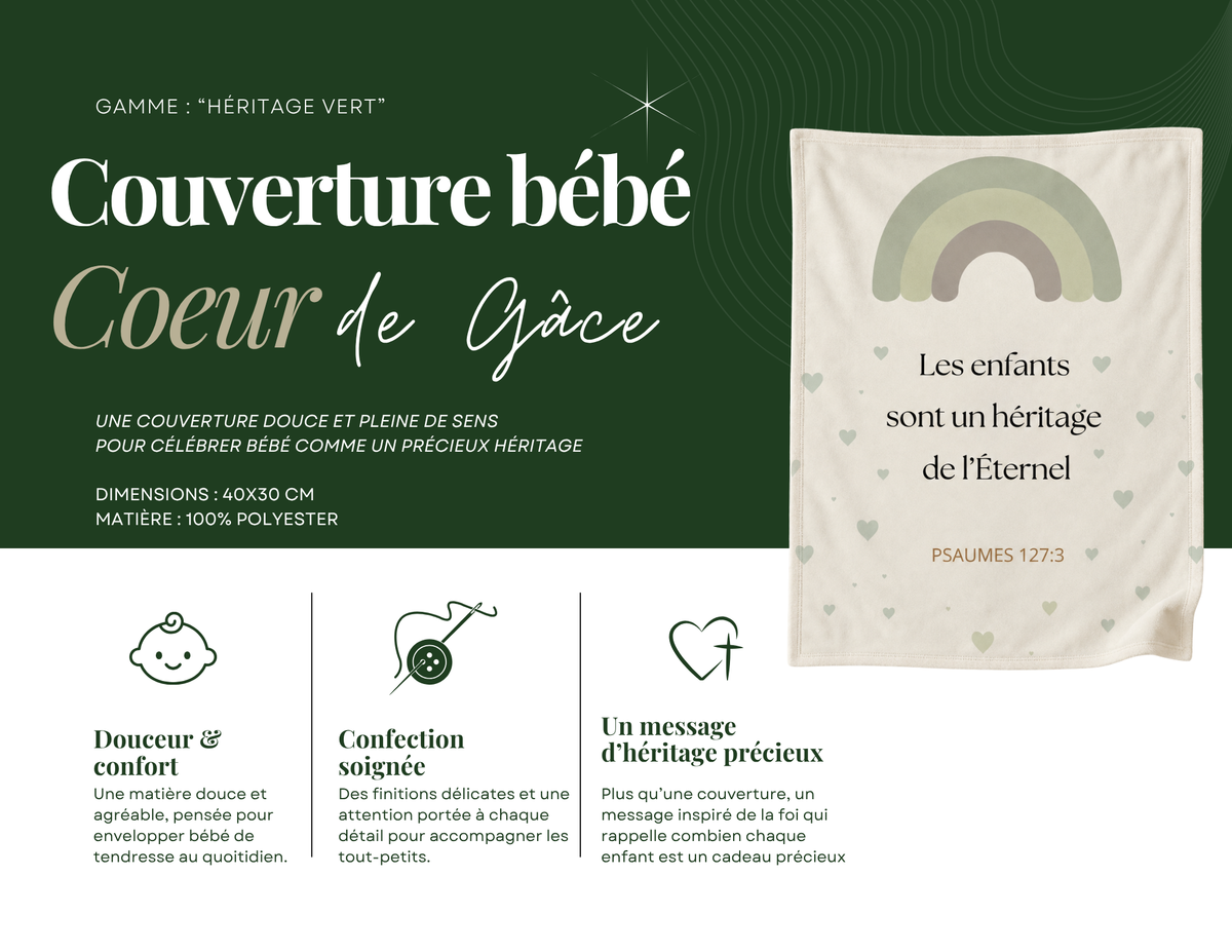 Couverture bébé - Gamme HÉRITAGE Vert
