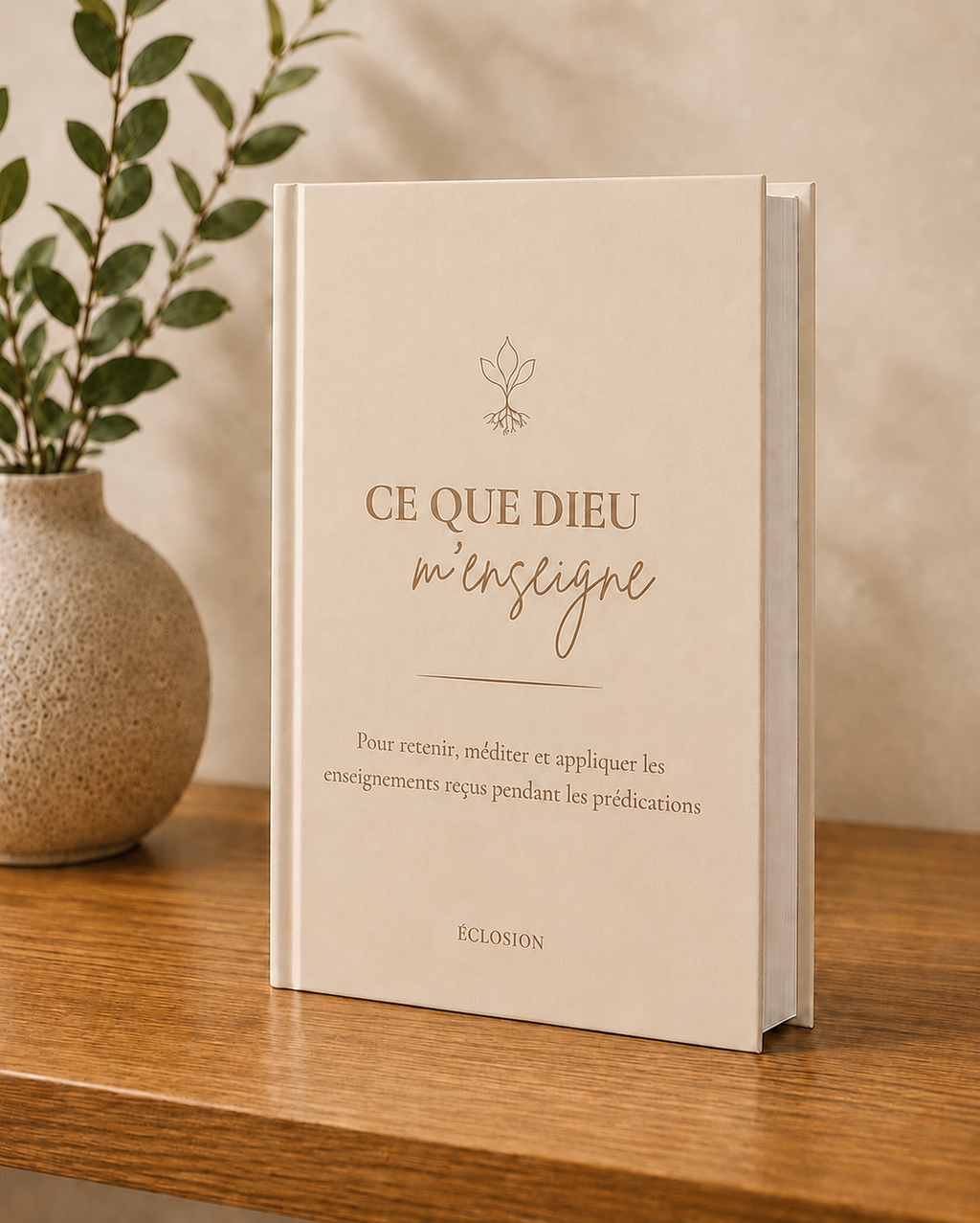 Carnet Ce que Dieu m'enseigne, coloris Beige — présentation du carnet