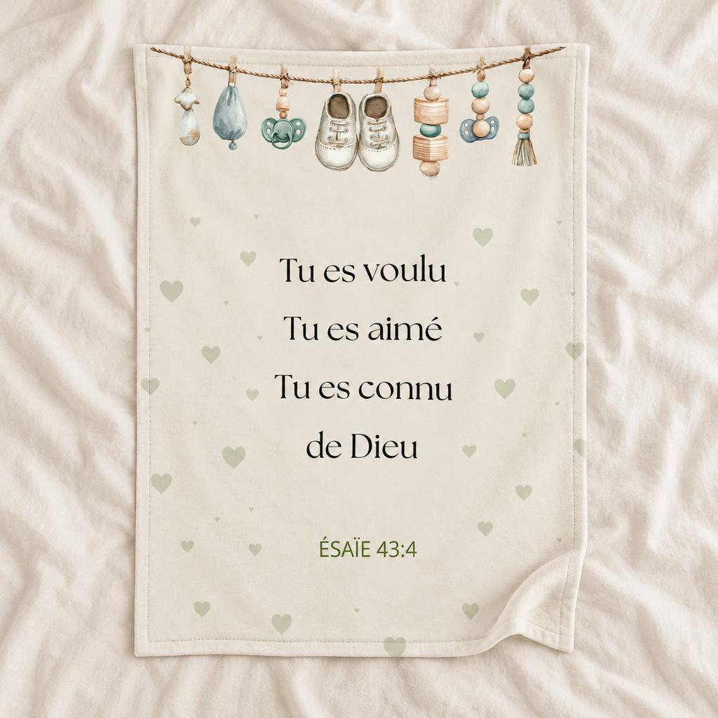 Couverture bébé - Gamme CONNU DE DIEU - Vert
