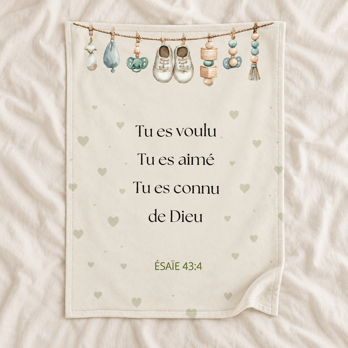 Couverture bébé - Gamme CONNU DE DIEU - Vert