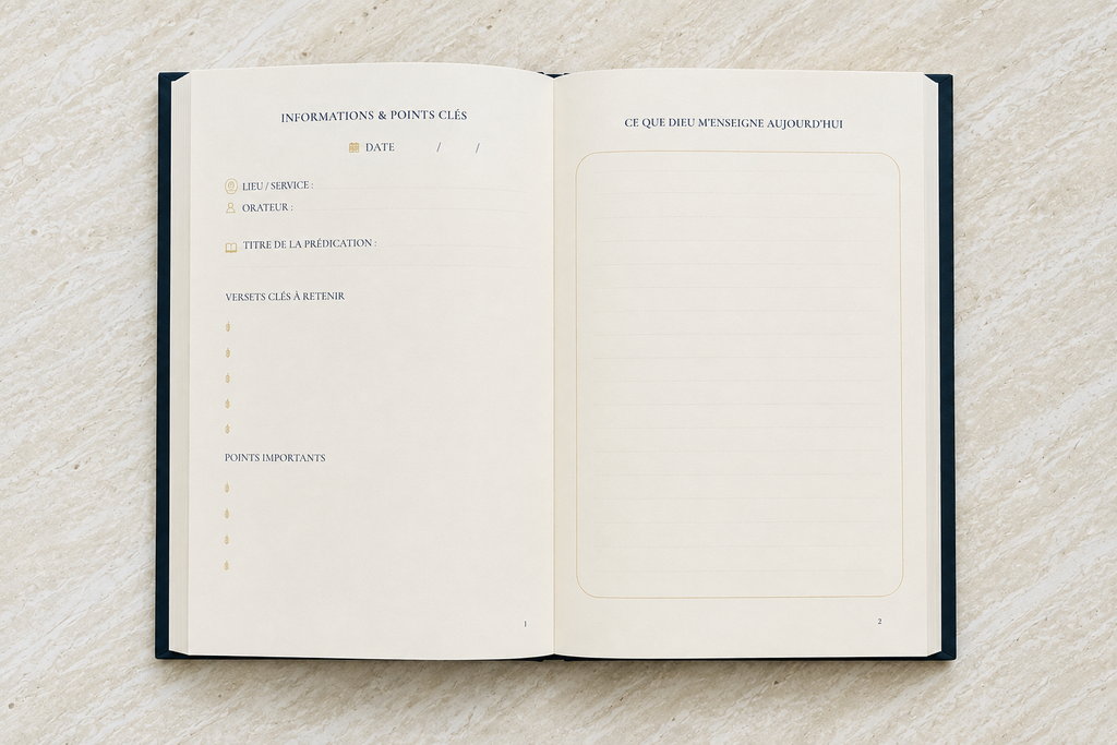 Carnet Ce que Dieu m'enseigne, coloris Bleu — présentation du carnet