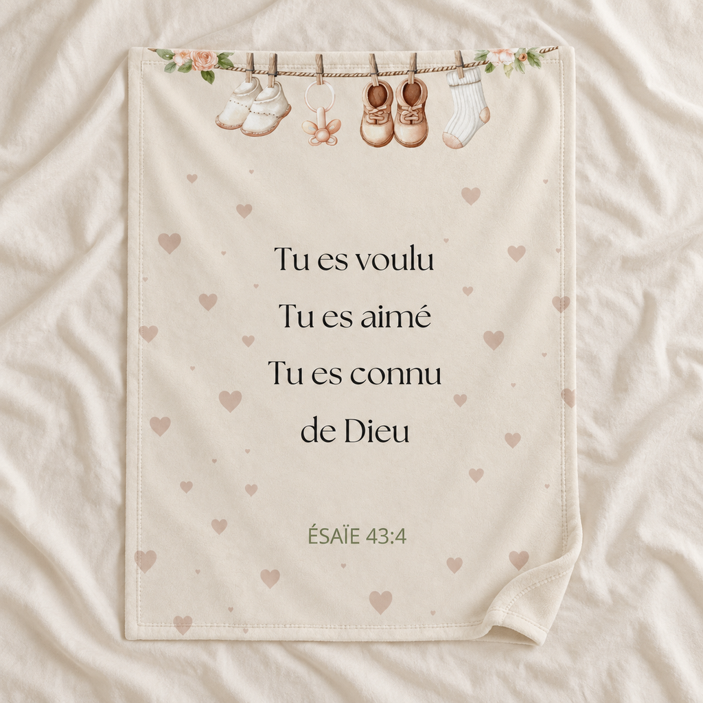 Couverture bébé - Gamme CONNU DE DIEU - Rose