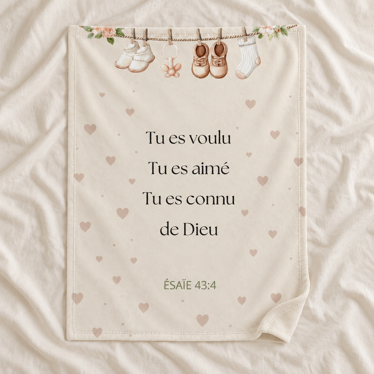 Couverture bébé - Gamme CONNU DE DIEU - Rose