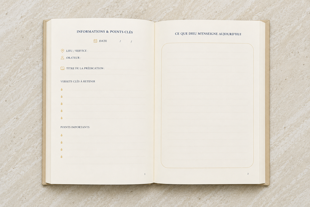 Carnet Ce que Dieu m'enseigne, coloris Beige — présentation du carnet