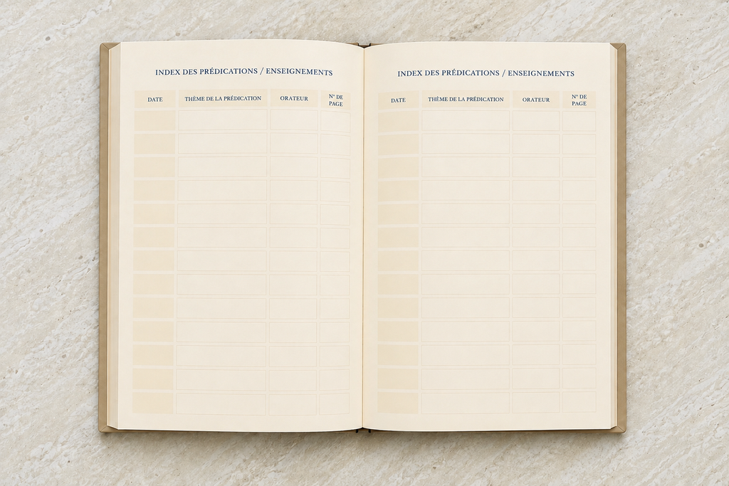 Carnet Ce que Dieu m'enseigne, coloris Beige — présentation du carnet