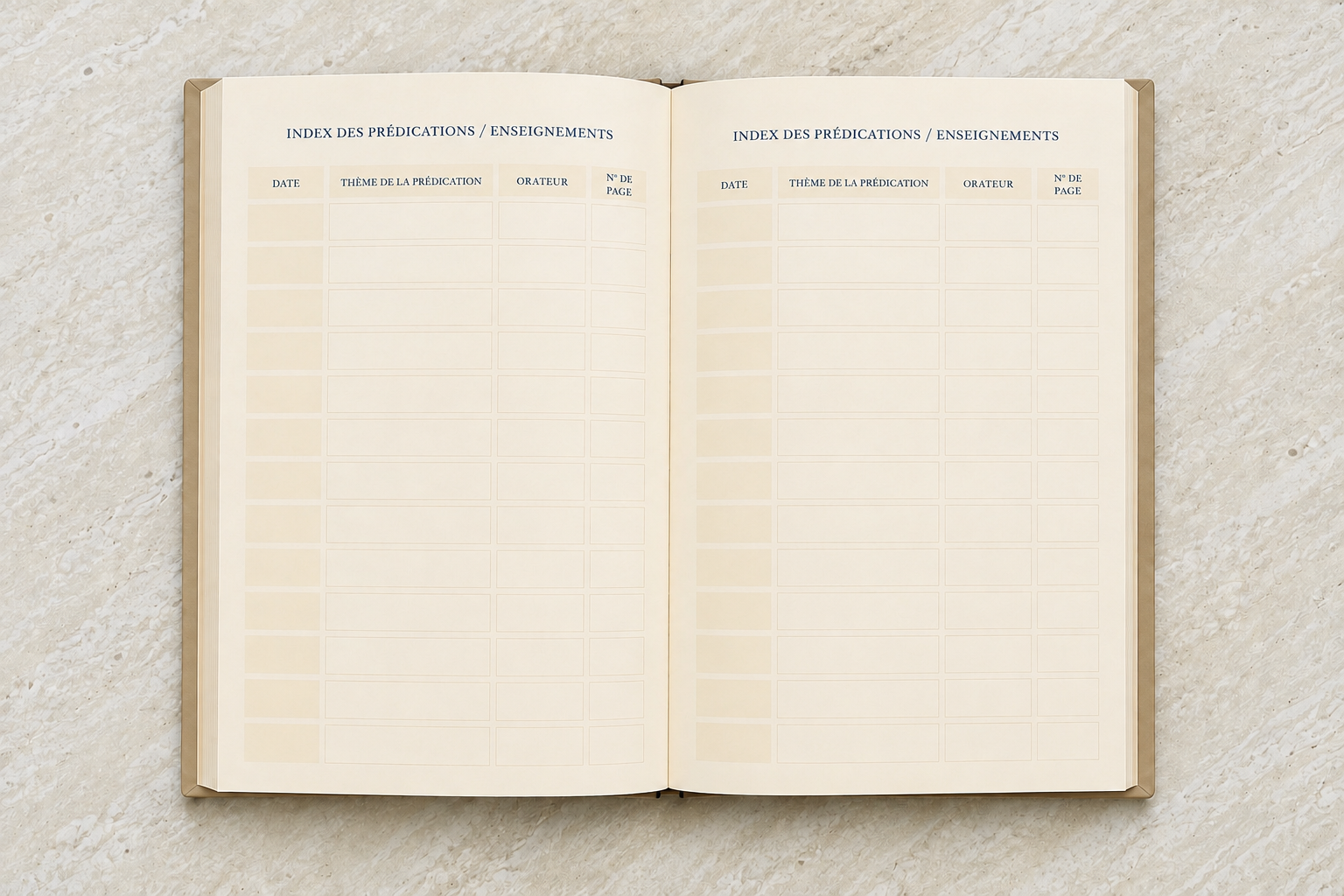 Carnet Ce que Dieu m'enseigne, coloris Beige — présentation du carnet