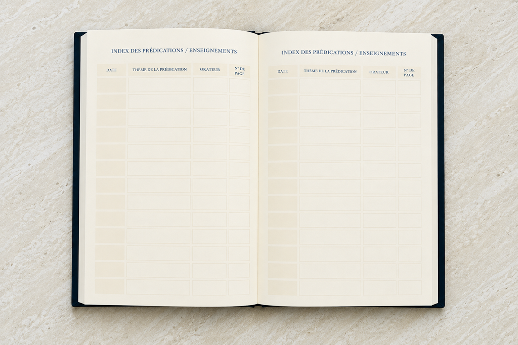Carnet Ce que Dieu m'enseigne, coloris Bleu — présentation du carnet